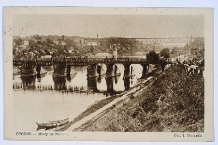 Horadnia, Nioman, Čyhunačny most. Горадня, Нёман, Чыгуначны мост (J. Vałynski, 1920-29) (2)