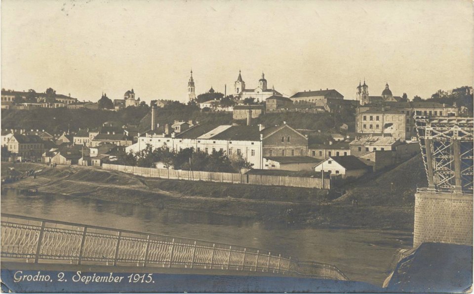 Horadnia, Nioman-Padzamča, Stary most. Горадня, Нёман-Падзамча, Стары мост (2.09.1915)