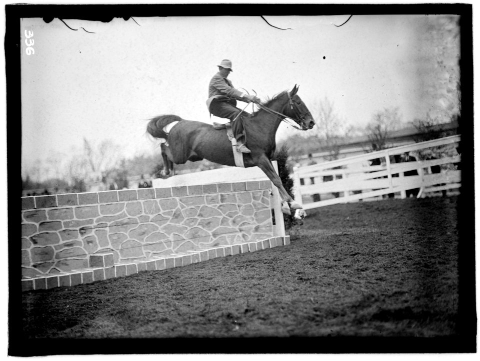HORSE SHOWS. UNIDENTIFIED MEN, MTD. OR HURDLING LCCN2016863325