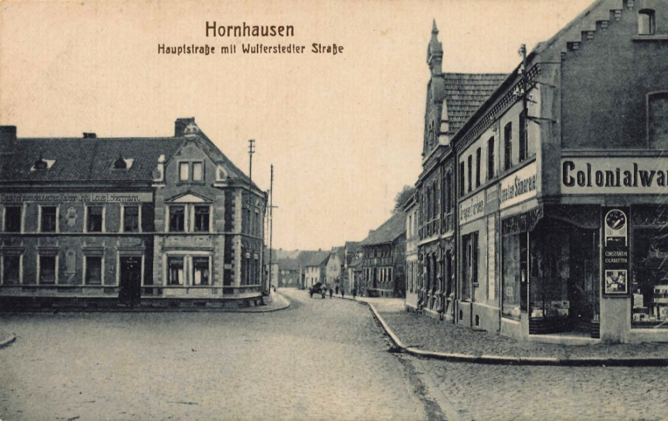 Hornhausen, Sachsen-Anhalt - Hauptstraße und Wulferstedter Straße (Zeno Ansichtskarten)