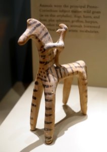 Horse with rider, Greek, Boeotian, c. 575 BC, painted terracotta - Middlebury College Museum of Art - Middlebury, VT - DSC07979