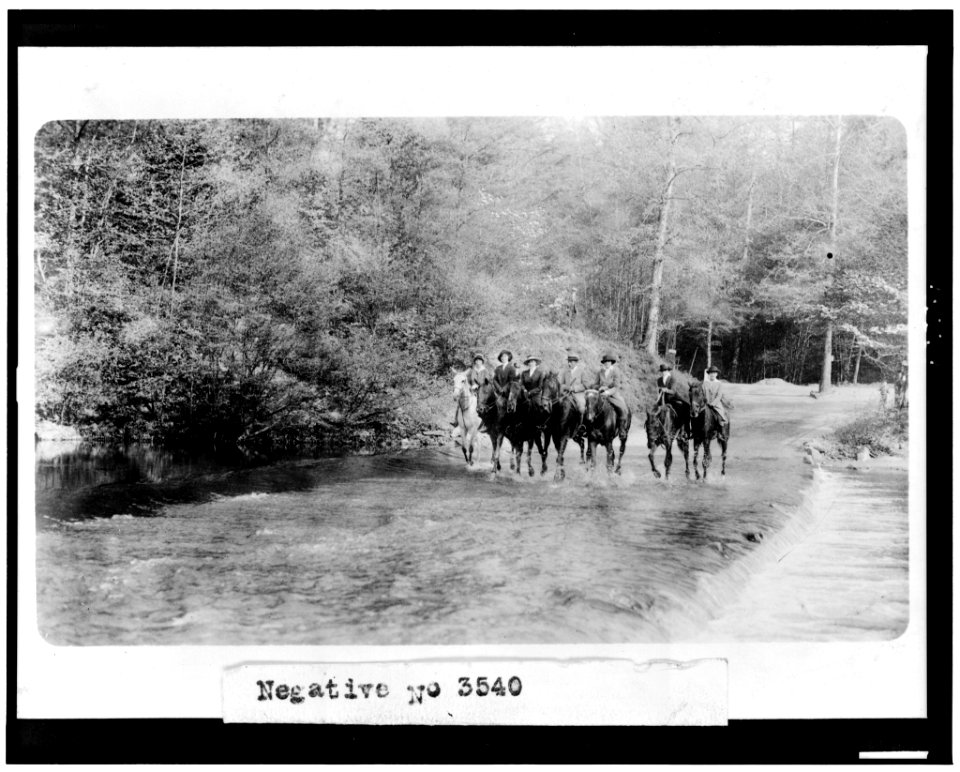 Horseback riders in stream in Rock Creek Park, Washington, D.C. LCCN92513193