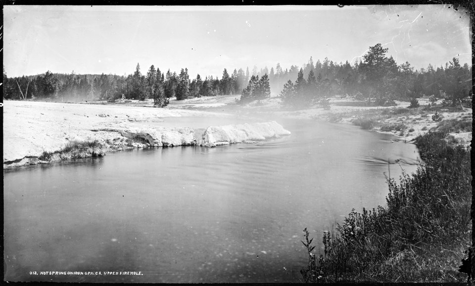 Hot spring on Iron Spring Creek, upper Fire Hole. Yellowstone National Park. - NARA - 517236