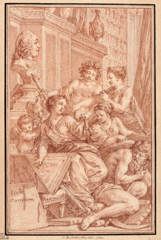 Houghton TypDr 715.C294.75a - Cochin, Allegory of connoisseurship of the arts, 1775