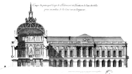 Hotel de ville coupe elevation la gardertte et h Duran