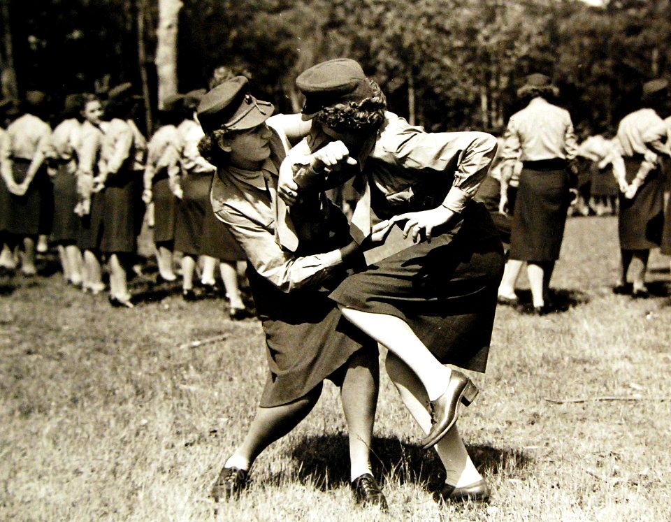 How to disable an armed opponent, female Marines training, Camp Lejeune, North Carolina, 1943 (26431997345)