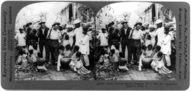 How United States soldiers were met by conquered natives, Phil. I. LCCN89711620