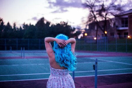 Girl tennis court