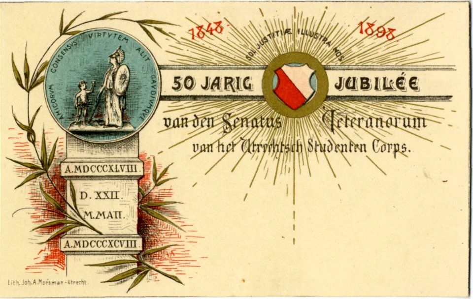 HUA-129376-Afbeelding van een jubileumkaart uitgegeven ter gelegenheid van het 50 jarig jubileum van de Senatus Veteranorum van het Utrechts Studenten Corps USC 