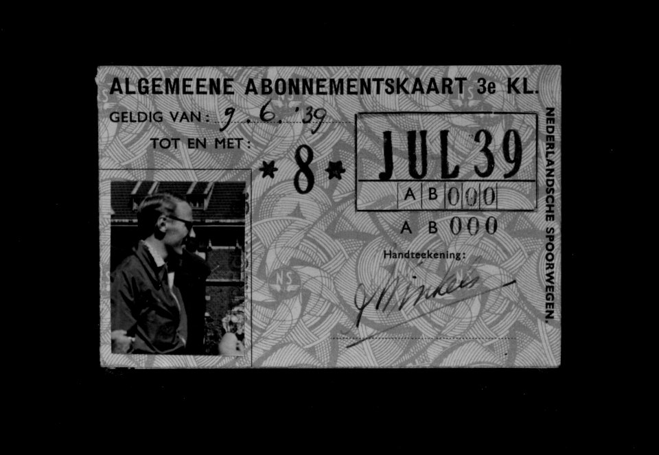 HUA-160508-Afbeelding van een abonnementskaart 3e klasse van de N.S. uit 1939