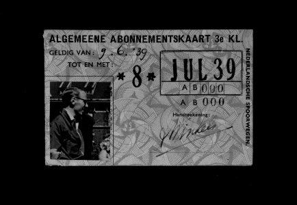 HUA-160508-Afbeelding van een abonnementskaart 3e klasse van de N.S. uit 1939