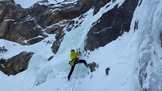 Icefall mixed climbing climb