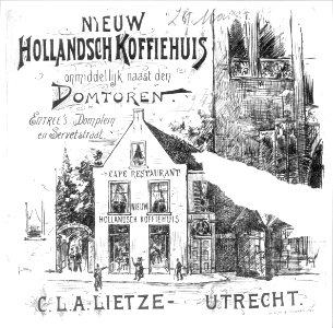 HUA-38205-Afbeelding van de voorgevel van het Nieuw Hollandsch Koffiehuis Servetstraat F 281 te UtrechtNB Het adres Servetstraat F 281 is in 1890 gewijzigd in S