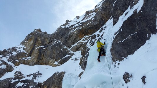 Icefall mixed climbing climb