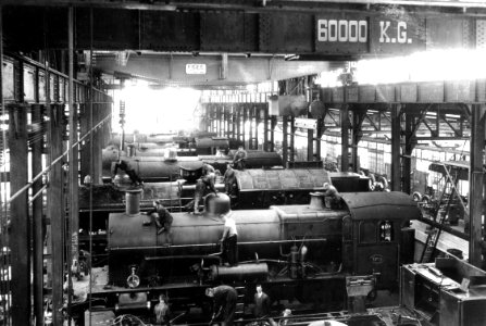 HUA-166274-Interieur van de Centrale Werkplaats van de N.S. te Tilburg- stelplaats voor locomotieven
