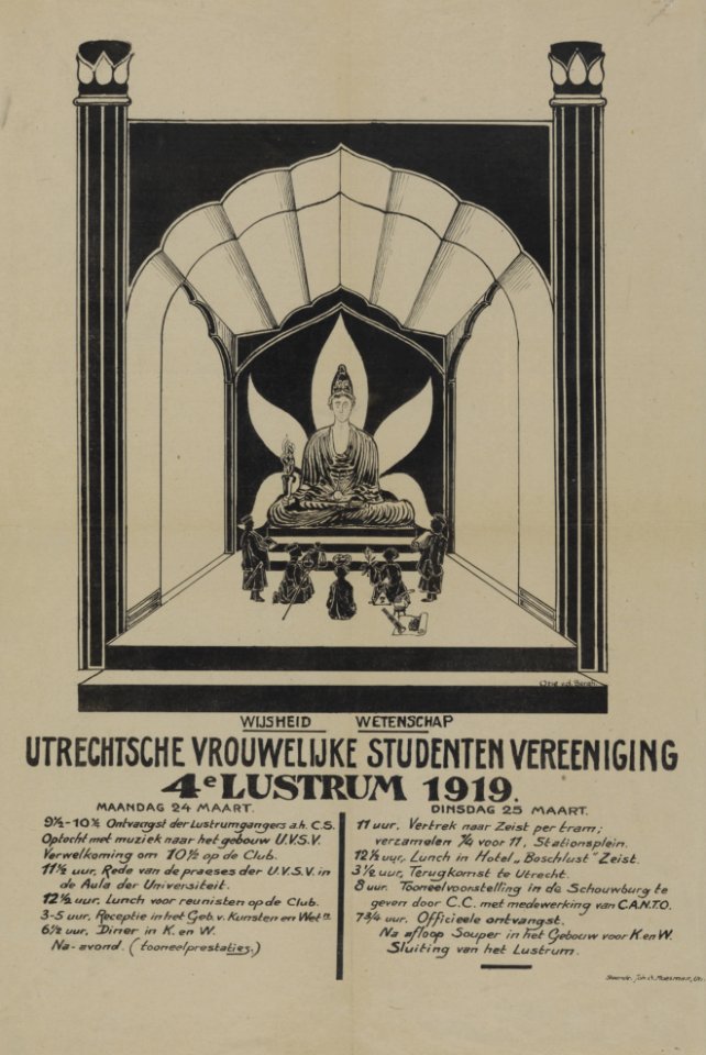 HUA-32864-Affiche van het vierde lustrum van de Utrechtsche Vrouwelijke Studenten Vereeniging op 24 en 25 maart 1919