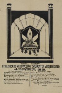 HUA-32864-Affiche van het vierde lustrum van de Utrechtsche Vrouwelijke Studenten Vereeniging op 24 en 25 maart 1919