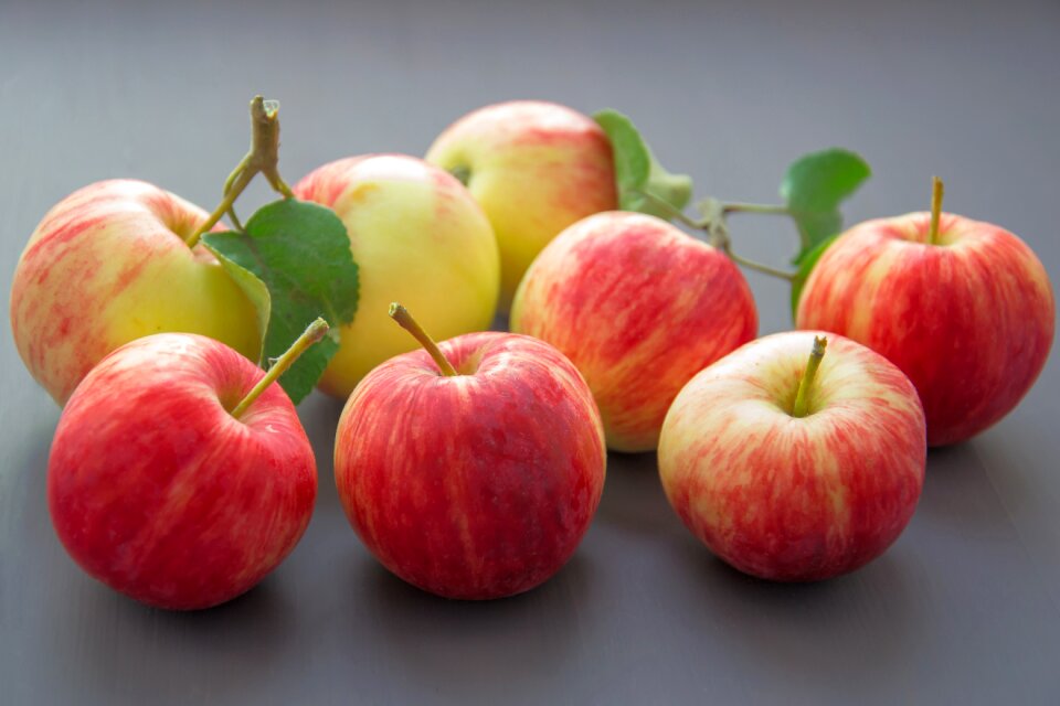 Yellow-red apples food closeup