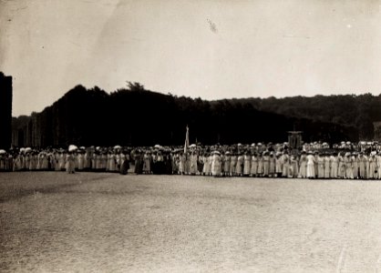 Huldigung der Katholischen Frauenorganisation für Niederösterreich vor Kaiser Karl I. und Kaiserin Zita in Schönbrunn am 17. Juni 1917 (BildID 15566018)