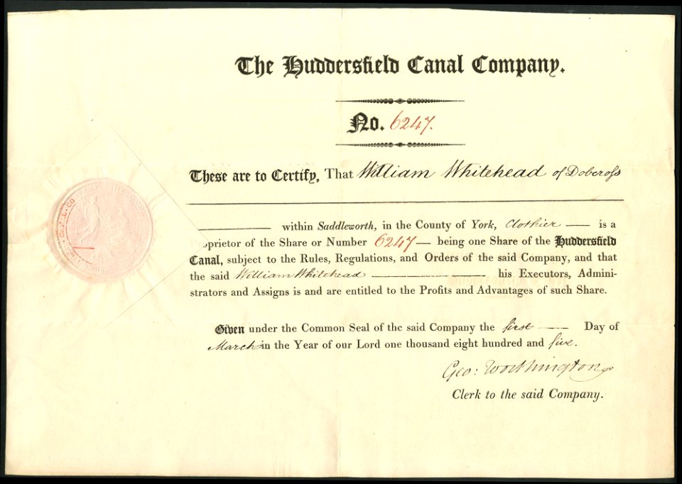 Huddersfield Canal Company 1805