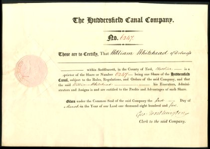 Huddersfield Canal Company 1805