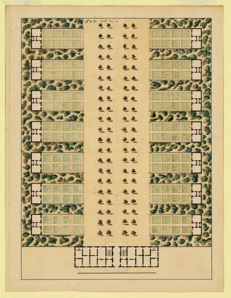 Hunting lodge with pavilions. Site plan LCCN2007681984