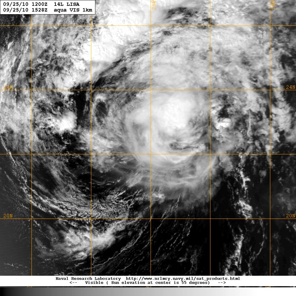 Hurricane Lisa Aqua MODIS 25 Sept 2010