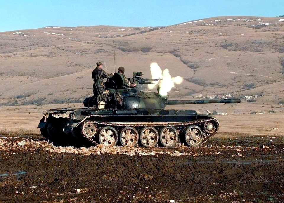 HVO Army T-55 Glamoc firing MG
