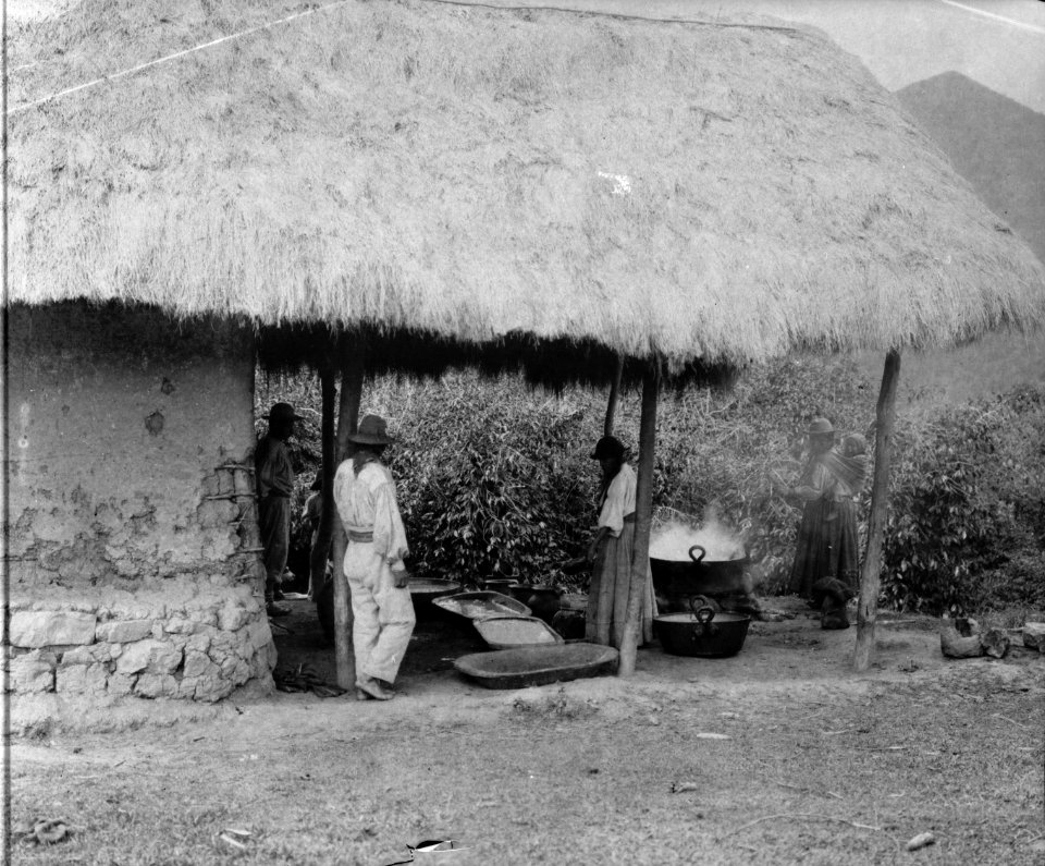 Hydda med quichua-indianer. Moxos Province. Bolivia - SMVK - 002337