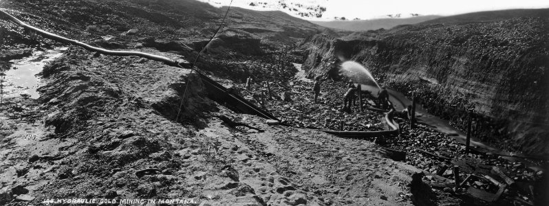Hydraulic gold mining in Montana. Alder Gulch 1871