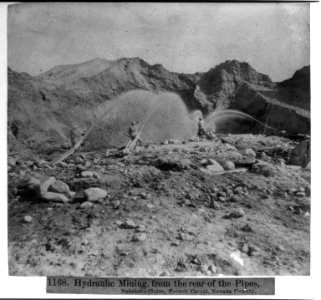 Hydraulic Mining, from the rear of the Pipes, Nebraska Claim, French Corral, Nevada County LCCN2002721062