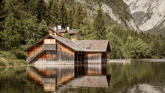 House tree lake photo