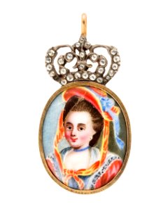 Hängsmycke av guld med miniatyrporträtt, 1700-tal - Hallwylska museet - 110571