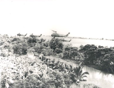 HUS-1s HMM-362 in flight Vietnam 1962 photo