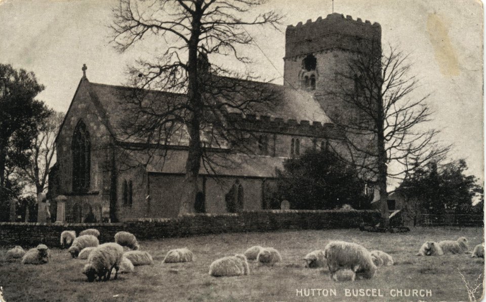 Hutton Buscel Church - vintage postcard 001