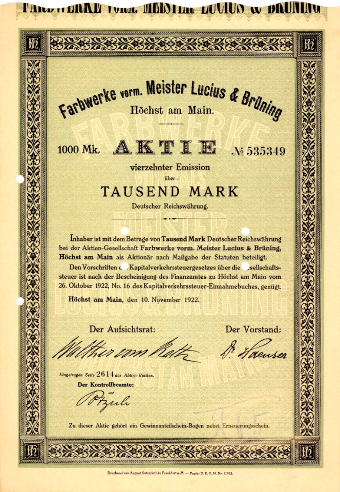 Höchst Farbwerke 1922