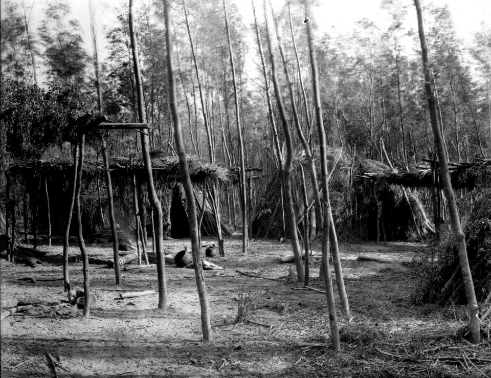Hövdingen Skogshönans by. Se . Nordenskiöld, Indianlif. Sthlm, 1910, tafla 3. Gran Chaco. Bolivia - SMVK - 004778