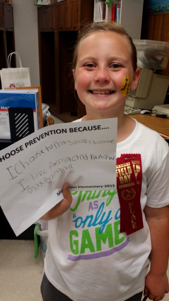 I choose prevention because... I choose to not smoke because I love family and run and play softball (18174598306)