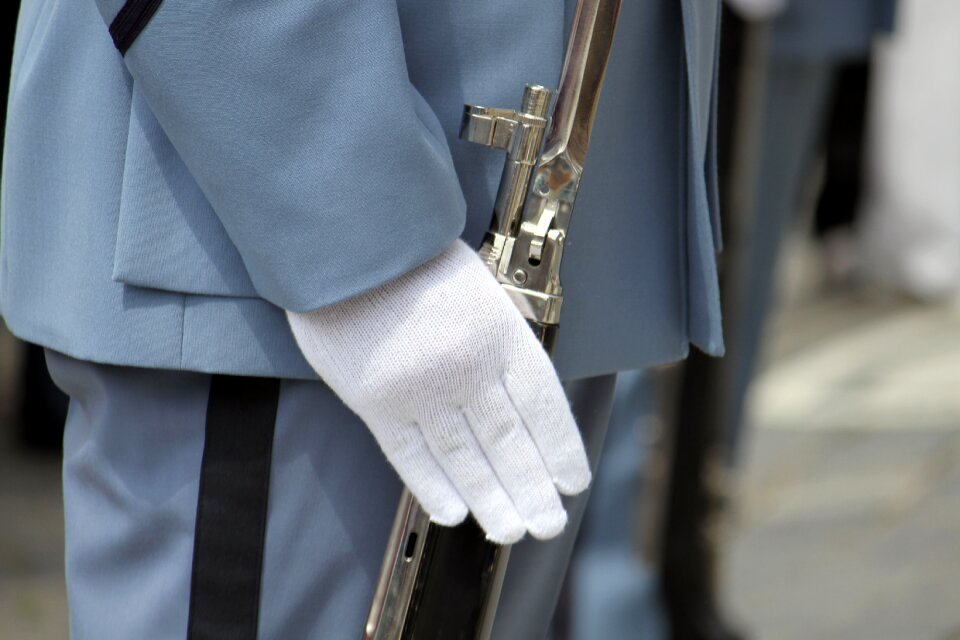 Hand white glove uniform