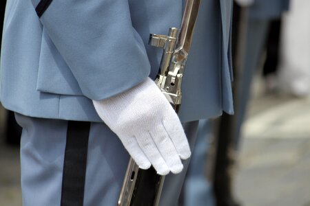 Hand white glove uniform photo