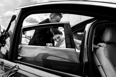 Couple black and white gray car
