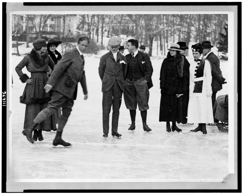 Ice-skaters on ice in Tuxedo Park, New York LCCN94506956