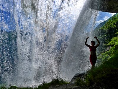 Waterfall under the waterfall natural phenomenon