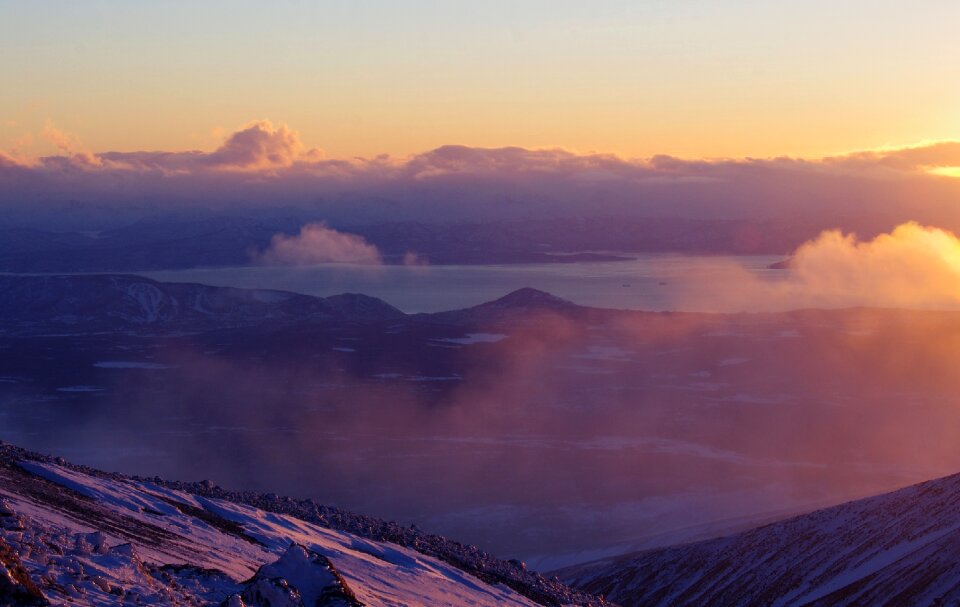 Evening winter sunset