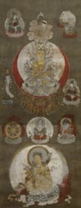 Ichiji Kinrin (One World Wheel King) and the Bodhisattva Monju, Muromachi period, 15th century, ink, colors and gold on silk, HMA 2112.1