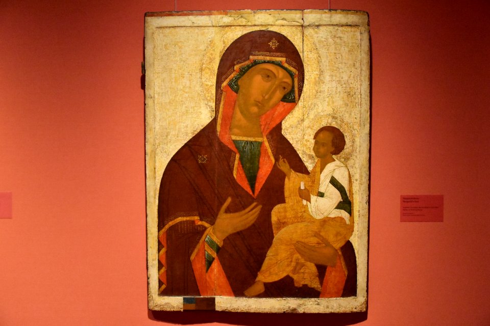 Icon of the Mother of God, Novgorod school, ca 1500, National Gallery, Oslo (2) (36298111902)