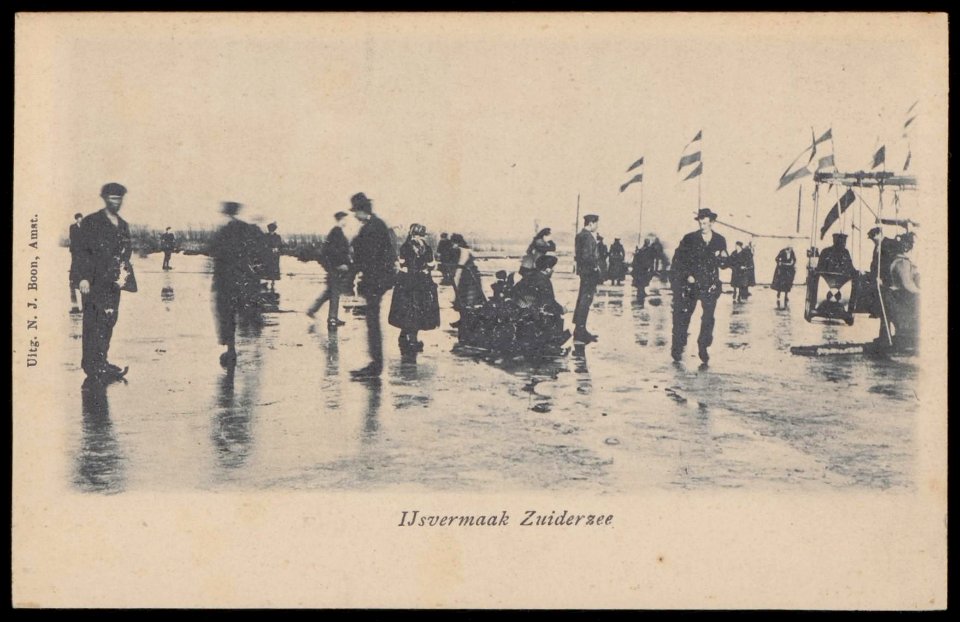 IJsvermaak op de Zuiderzee. Uitgave N.J. Boon, Amsterdam