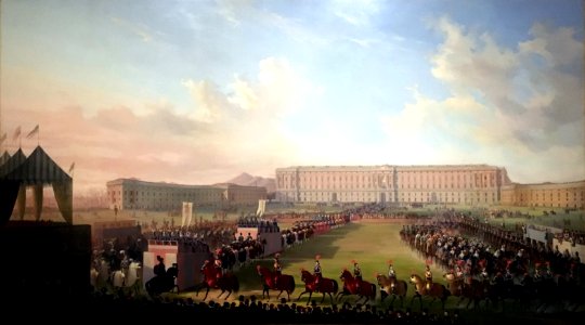 Il torneo di Caserta, la sfilata delle dame e dei cavalieri per rientrare nel palazzo - Salvatore Fergola