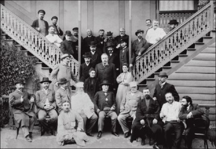 Ilia Chavchavadze with the Nobility Bank staff in Vere Park, Tbilisi photo