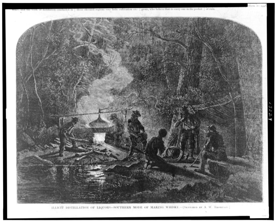 Illicit distillation of liquors-Southern mode of making whisky (sic) - sketched by A.W. Thompson. LCCN2001700339
